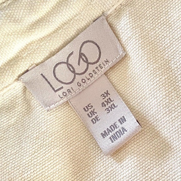 LOGO by Lori Goldstein sz 3X Tunic Top Oversized Canvas Cream 100% COTTON - Picture 4 of 7